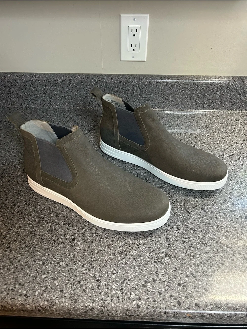 Traq by Alegria Olive Green Leather Chelsea Sneakers